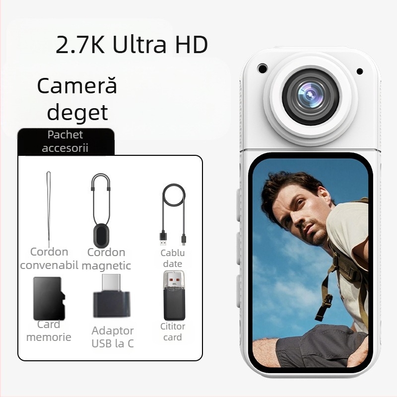 Cameră de piept Thumb Sports 4K HD 360 panoramică, cu înregistrare pentru motocicletă, pentru cască, vlog