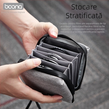 Geantă cu filtru pentru obiective, Accesorii fotografice, Geantă cu filtru pentru cameră, Geantă rotundă cu 7 straturi, cu carcasă rigidă, pentru obiective