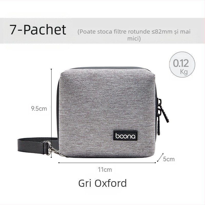 Geantă cu filtru pentru obiective, Accesorii fotografice, Geantă cu filtru pentru cameră, Geantă rotundă cu 7 straturi, cu carcasă rigidă, pentru obiective