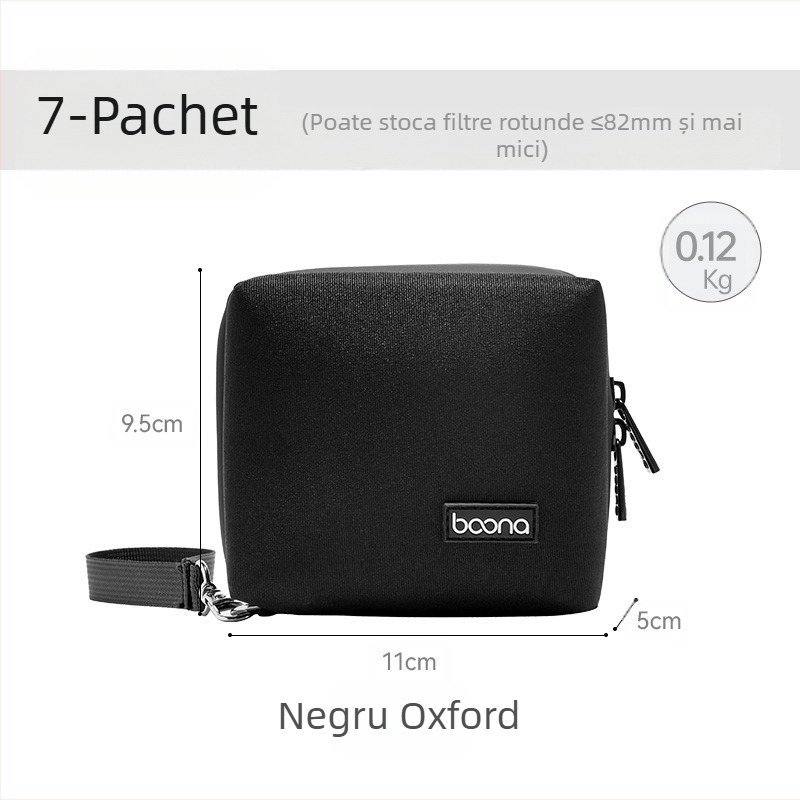 Geantă cu filtru pentru obiective, Accesorii fotografice, Geantă cu filtru pentru cameră, Geantă rotundă cu 7 straturi, cu carcasă rigidă, pentru obiective