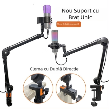 Suport nou pentru microfon cu punct fix, suspendat, fără înregistrare cu arc, tip clemă metalică, suport pentru microfon în consolă, en-gros