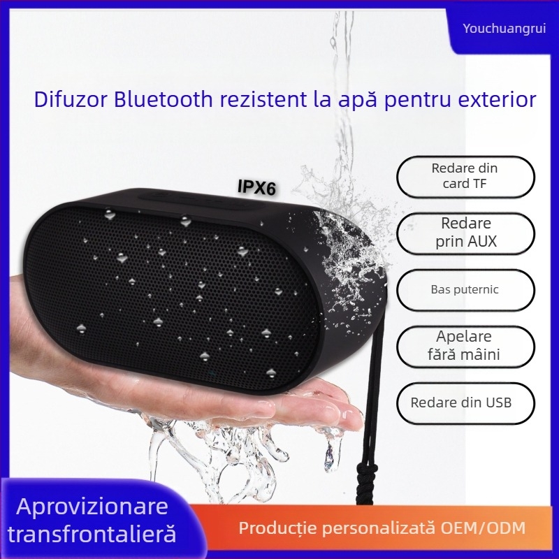 Difuzor Bluetooth transfrontalier nou, conectabil, cu card de memorie U Disc, mini audio portabil, impermeabil, pentru exterior, difuzor Bluetooth