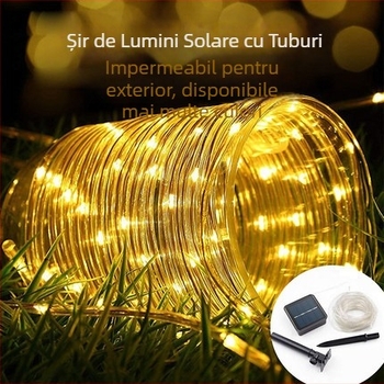 Lumină solară cu tub șir LED colorată, impermeabilă, colorată, din piele, cu șir, lumină pentru curte, atmosferă, lumină decorativă pentru exterior, cu șir de lumini