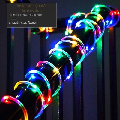 Lumină solară cu tub șir LED colorată, impermeabilă, colorată, din piele, cu șir, lumină pentru curte, atmosferă, lumină decorativă pentru exterior, cu șir de lumini