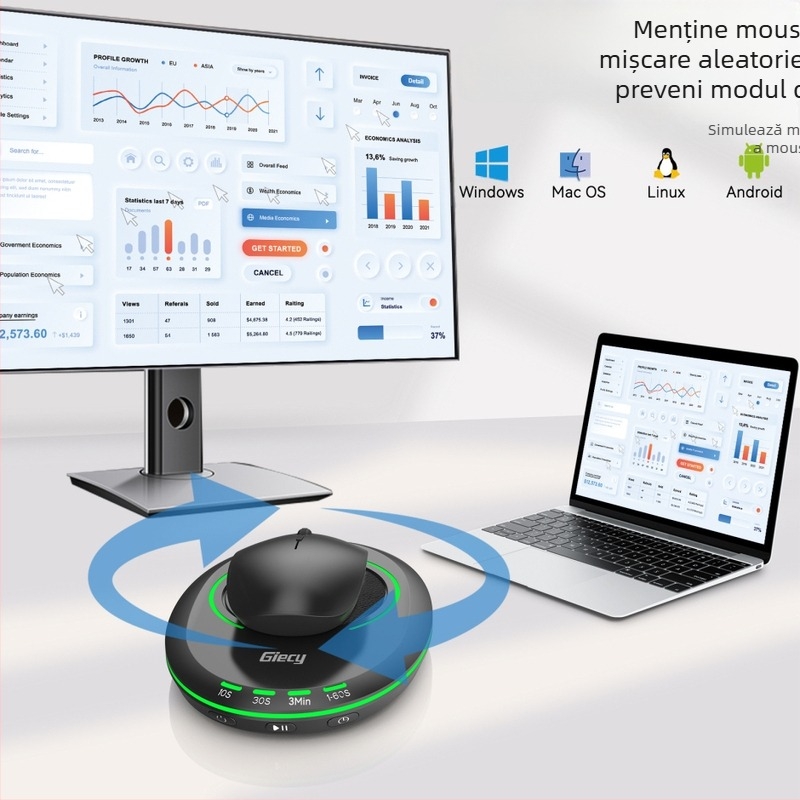 Agitator mouse pentru a preveni repausul computerului, Ecran de blocare, Artefact de sporturi electronice al mouse-ului, Dispozitiv de mișcare anti-repaus al computerului