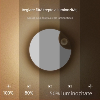 Lampă de inducție nouă, lampă de inducție pentru corpul uman, lampă inteligentă pentru dormitor, culoar, toaletă, reglare a intensității luminii, aspirație magnetică cu încărcare, lumină de noapte LED