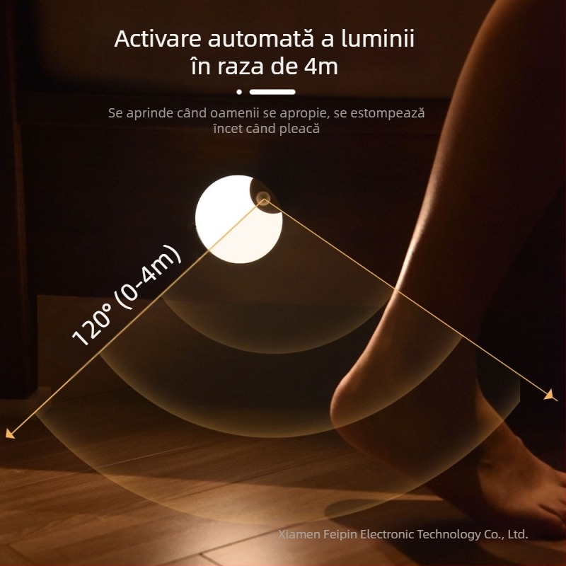 Lampă de inducție nouă, lampă de inducție pentru corpul uman, lampă inteligentă pentru dormitor, culoar, toaletă, reglare a intensității luminii, aspirație magnetică cu încărcare, lumină de noapte LED