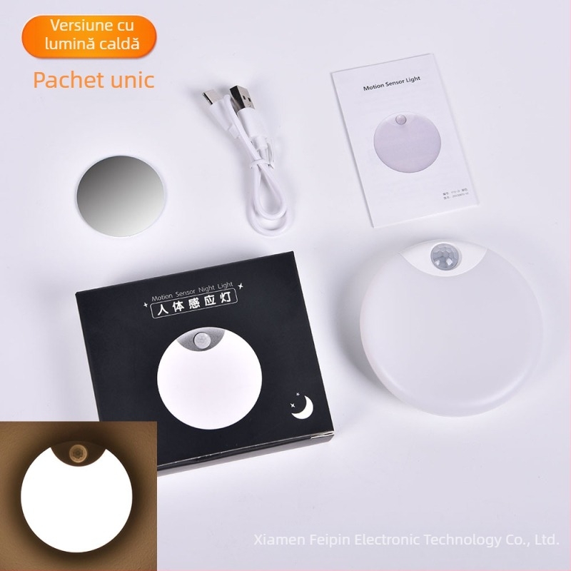 Lampă de inducție nouă, lampă de inducție pentru corpul uman, lampă inteligentă pentru dormitor, culoar, toaletă, reglare a intensității luminii, aspirație magnetică cu încărcare, lumină de noapte LED