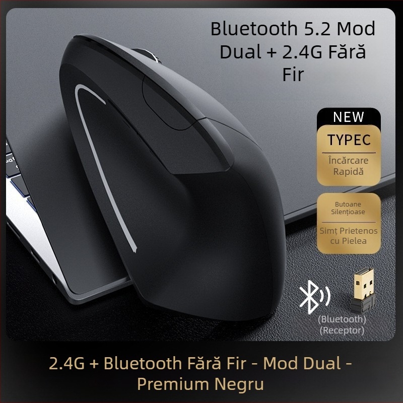 Șoarece verticale wireless cu încărcare ergonomică, en-gros, cu prindere verticală creativă pentru stânga și dreapta, 2,4 g
