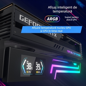 Suport de montare orizontal pentru placă grafică Argb, sincronizare cu lumină divină, afișaj inteligent al temperaturii, desktop 4090, suport pentru placă grafică fix, tijă de susținere