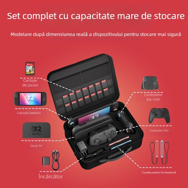 Potrivit pentru geanta cosmetică Switch2, geantă de protecție multifuncțională pentru controlerul de jocuri, geantă crossbody cu carcasă rigidă pentru consolă de jocuri Nintendo