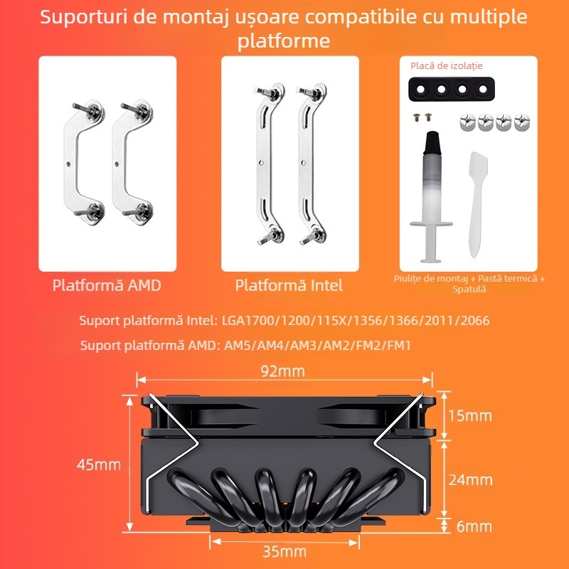 Ventilator silențios Zero Shijia ITX ultra-subțire Htpc6 cu conductă de căldură 115X/1200/1700 Am5 pentru procesor