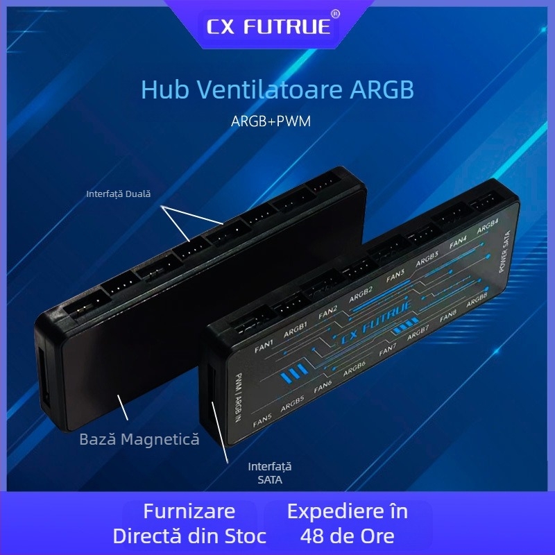 Vânzări directe din fabrică, hub pentru ventilator de șasiu Argb, sincronizare de lumină divină unu-la-opt, controler de ventilator gazdă desktop
