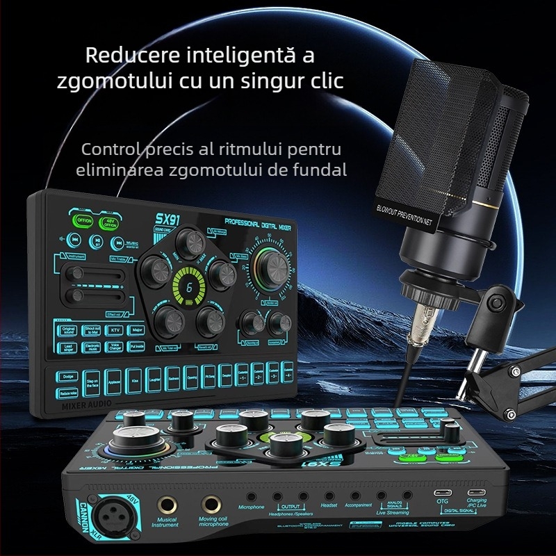 Placă de sunet transfrontalieră, costum live, telefon mobil, computer, sursă de alimentare fantasy de 48V, joc de karaoke cu sunet personalizat