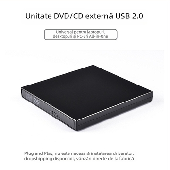 Unitate optică externă USB pentru notebook, desktop, DVD/CD, computer extern, scriere și citire mobilă, 2.0, cu compatibilitate puternică