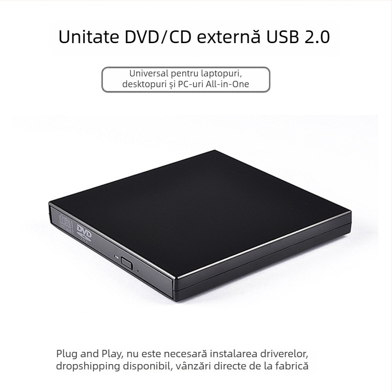Unitate optică externă USB pentru notebook, desktop, DVD/CD, computer extern, scriere și citire mobilă, 2.0, cu compatibilitate puternică