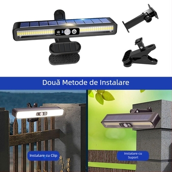 Lampă solară nouă cu clip, lampă cu inducție a corpului uman în aer liber, montată pe perete, cu clip, instalare convenabilă, lampă de camping de urgență