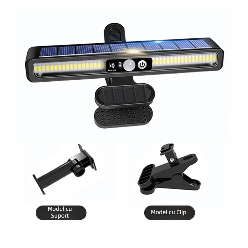 Lampă solară nouă cu clip, lampă cu inducție a corpului uman în aer liber, montată pe perete, cu clip, instalare convenabilă, lampă de camping de urgență