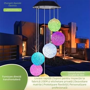 Lumină solară transfrontalieră cu bile de orez, pentru grădină, curte, exterior, impermeabil, atmosferă festivă, peisaj, lumină LED, clopoțel de vânt