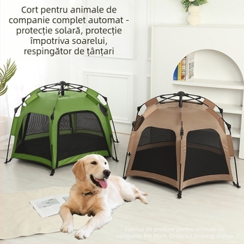 Cort hexagonal complet automat pentru animale de companie, cort de camping în aer liber respirabil, anti-țânțari, contracție cu un singur clic, instalare automată fără