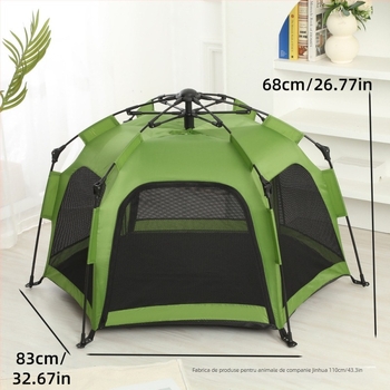 Cort hexagonal complet automat pentru animale de companie, cort de camping în aer liber respirabil, anti-țânțari, contracție cu un singur clic, instalare automată fără