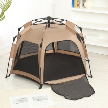 Cort hexagonal complet automat pentru animale de companie, cort de camping în aer liber respirabil, anti-țânțari, contracție cu un singur clic, instalare automată fără