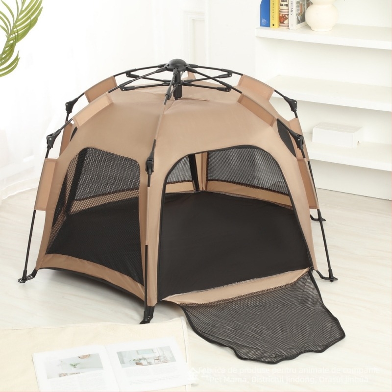 Cort hexagonal complet automat pentru animale de companie, cort de camping în aer liber respirabil, anti-țânțari, contracție cu un singur clic, instalare automată fără