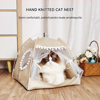 Cort universal pentru animale de companie Four Seasons, detașabil și lavabil, din material textil, pentru pisici și câini, cuib de vară, respirabil, pliabil, cu ridicata