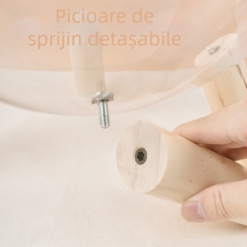 Capsulă spațială transparentă pentru pisici, cuib de pisici, cadru de cățărat pentru pisici, lemn masiv, casă pentru pisici din PET, sferică din lemn, sală de nașteri pentru pisici, toate anotimpurile