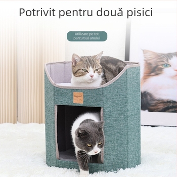 Articole pentru animale de companie, cuib pentru pisici, pliabil cu două straturi, multistrat, placă cu gheare pentru pisici, tridimensional, cuib pentru pisici pentru patru sezoane, rezistent la pete și durabil