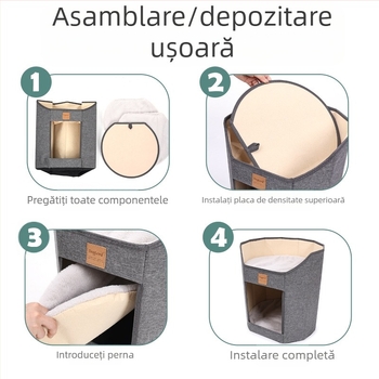 Articole pentru animale de companie, cuib pentru pisici, pliabil cu două straturi, multistrat, placă cu gheare pentru pisici, tridimensional, cuib pentru pisici pentru patru sezoane, rezistent la pete și durabil
