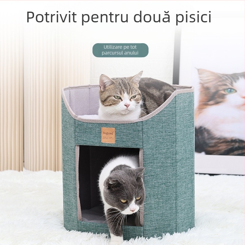 Articole pentru animale de companie, cuib pentru pisici, pliabil cu două straturi, multistrat, placă cu gheare pentru pisici, tridimensional, cuib pentru pisici pentru patru sezoane, rezistent la pete și durabil