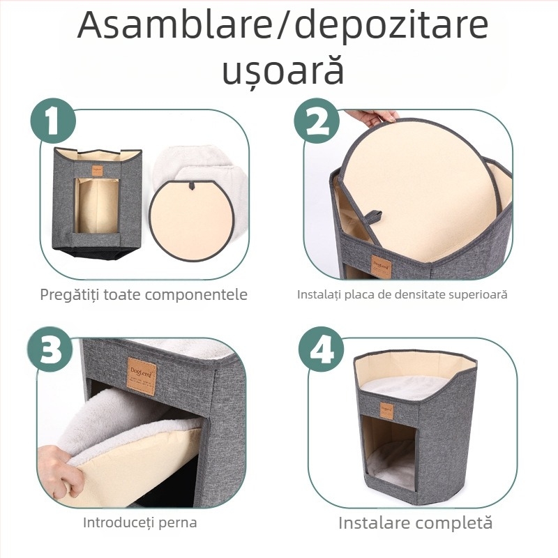 Articole pentru animale de companie, cuib pentru pisici, pliabil cu două straturi, multistrat, placă cu gheare pentru pisici, tridimensional, cuib pentru pisici pentru patru sezoane, rezistent la pete și durabil