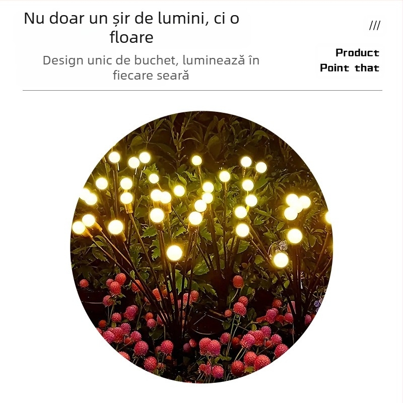 Lampă solară transfrontalieră cu licurici, lampă de grădină impermeabilă pentru uz casnic, lampă de gazon, lampă de exterior cu LED-uri, control al luminii