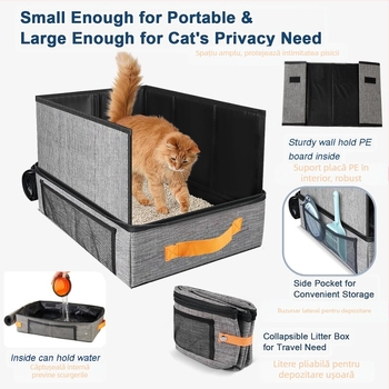 Litiera pentru pisici de călătorie, impermeabilă și etanșă, portabilă, pliabilă, anti-stropire, cutie pentru pisici, Amazon Spot, en-gros