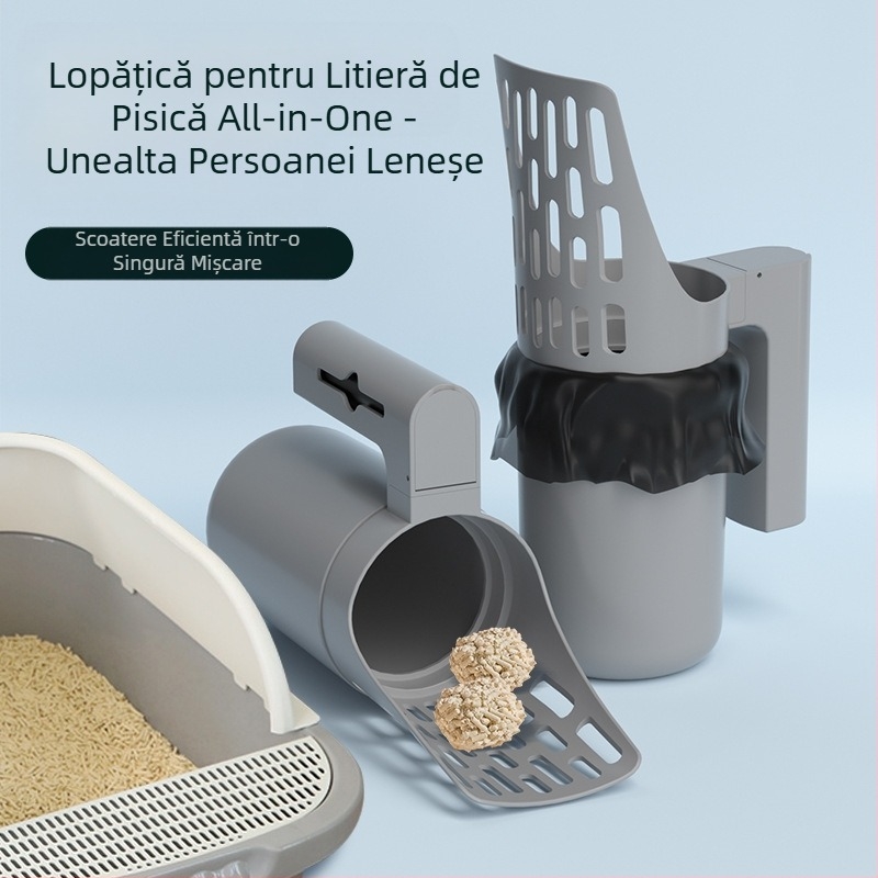 Filtru nou transfrontalier pentru așternut pentru pisici, lopată, curățare simplă a excrementelor de pisici, coș de gunoi, lopată, cutie de depozitare a excrementelor, lopată pentru pisici și câini, artefact pentru excremente