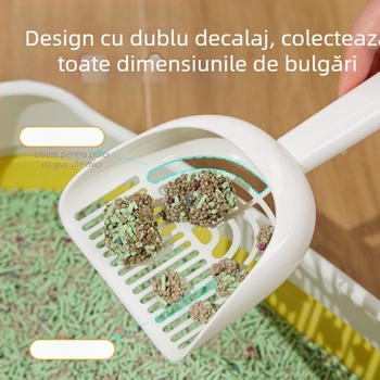 Lopată pentru așternut pentru pisici, montată pe perete, cu două culori, cu specificații duble, design două în unu, montat pe perete, pentru o depozitare mai convenabilă și un design de dezodorizare mai eficient.