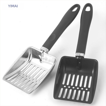 Lopată nouă cu mâner lung pentru așternut pentru pisici, lopată pentru excremente de pisici, instrumente de curățare a pisicilor, lopată din oțel inoxidabil pentru animale de companie, lopată de nisip, lopată de plajă