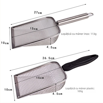Oțel inoxidabil pentru așternut pentru pisici, lopată, bentonită, rutină, pui, pisică, caca, nisip mineral, lopată, filtru de nisip, lopată, instrument de preluare a cacalui de animale de companie