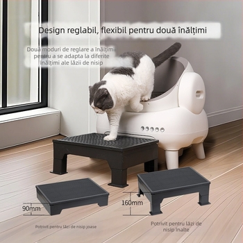 Covoraș pentru litiera pisicii, platformă de control al litierei, pedală reglabilă de control al litierei, covoraș treaptă pentru pisici în vârstă, covoraș de control al litierei pisicii, anti-stropire