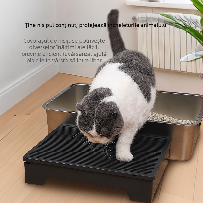 Covoraș pentru litiera pisicii, platformă de control al litierei, pedală reglabilă de control al litierei, covoraș treaptă pentru pisici în vârstă, covoraș de control al litierei pisicii, anti-stropire