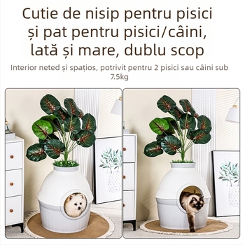Cutie de litieră pentru pisici Amazon Pet, cu plantă verde închisă, extra mare, anti-stropire, neutră pentru toate anotimpurile
