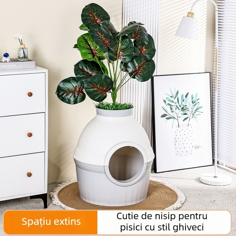 Cutie de litieră pentru pisici Amazon Pet, cu plantă verde închisă, extra mare, anti-stropire, neutră pentru toate anotimpurile