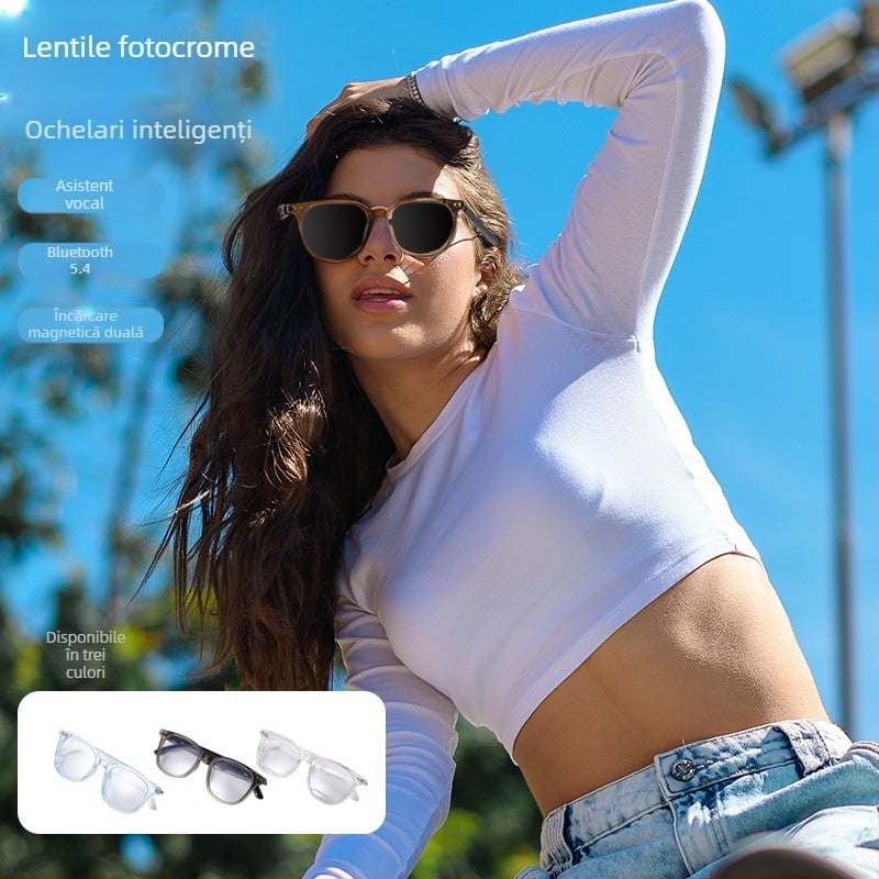 Ochelari de soare Bluetooth inteligenți transfrontalieri, ochelari de soare polarizați, anti-UV, anti-lumină albastră, pentru ascultarea muzicii și apelarea, lentile transparente GS-07