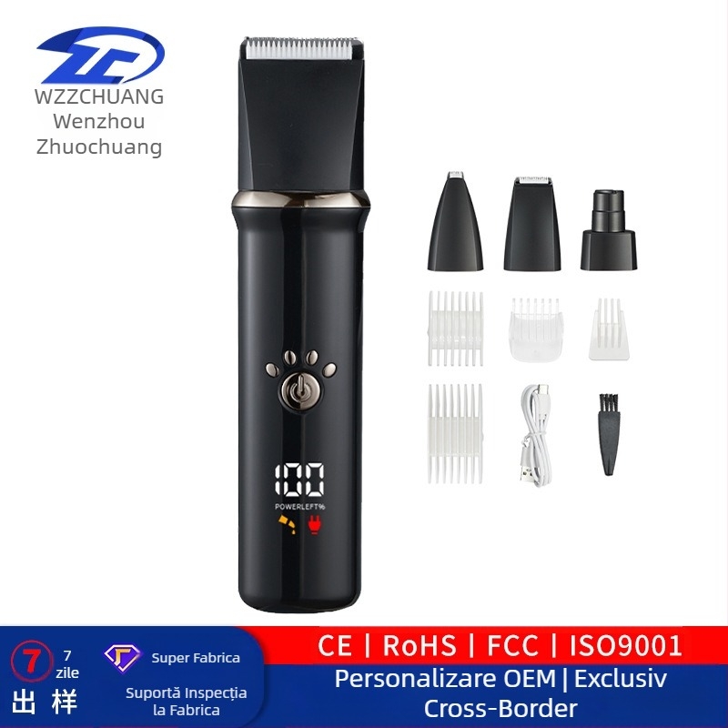 Aparat de ras electric transfrontalier pentru animale de companie, nou, pentru pisici și câini, pentru rasul părului de la picioare, tuns electric, tuns patru în unu, costum pentru animale de companie