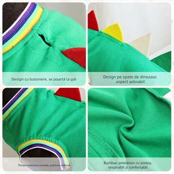 Îmbrăcăminte transfrontalieră cu patru picioare pentru câini cu dinozaur, îmbrăcăminte specială pentru teckeli, îmbrăcăminte nouă pentru animale de companie de primăvară și de vară în formă de dinozaur drăguț