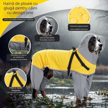 Anul șarpelui nou impermeabil pentru câini, produse transfrontaliere pentru animale de companie, tracțiune pentru câini medii și mari, impermeabil cu patru picioare și mască transparentă