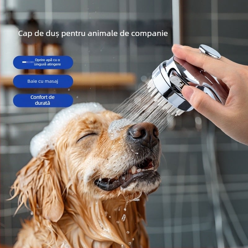 Cap de duș pentru animale de companie, cap de duș pentru pisici și câini, gadget pentru masaj, frecare, cap presurizat, cu bule