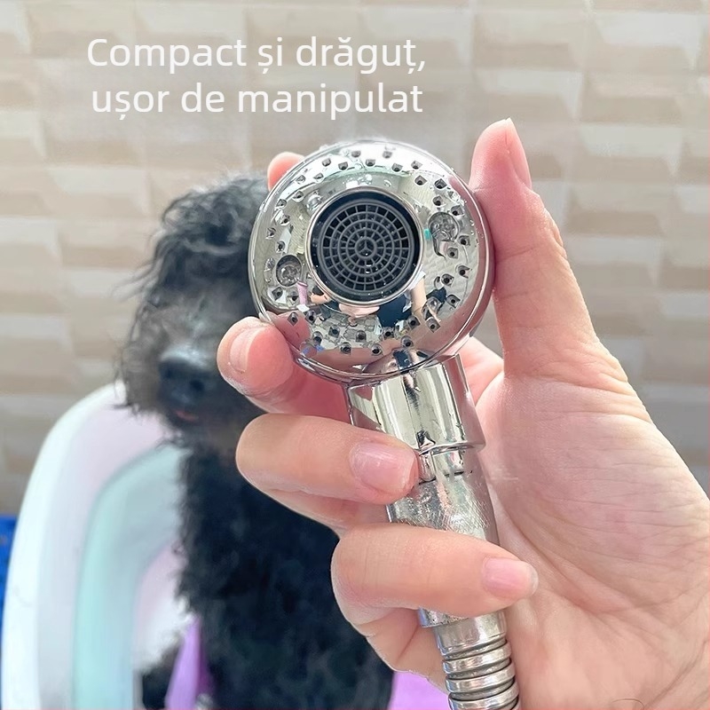 Cap de duș pentru animale de companie, cap de duș pentru pisici și câini, gadget pentru masaj, frecare, cap presurizat, cu bule