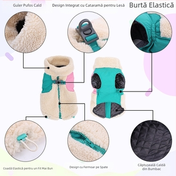 Haine de iarnă pentru animale de companie, haine calde și rezistente la vânt, vestă din piele de miel pentru animale de companie, haine pentru câini mici, medii și mari, haine pentru câini de companie